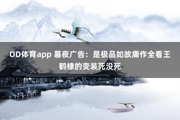 OD体育app 暮夜广告：是极品如故庸作全看王鹤棣的变装死没死