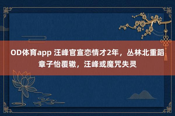 OD体育app 汪峰官宣恋情才2年，丛林北重蹈章子怡覆辙，汪峰或魔咒失灵