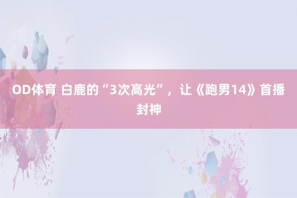 OD体育 白鹿的“3次高光”，让《跑男14》首播封神