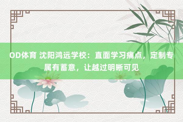 OD体育 沈阳鸿远学校：直面学习痛点，定制专属有蓄意，让越过明晰可见