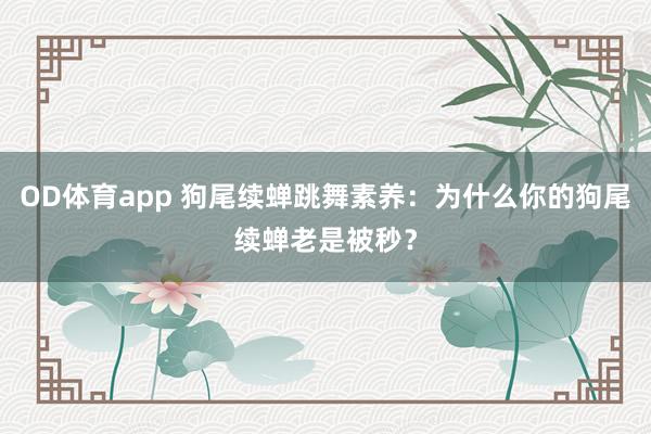 OD体育app 狗尾续蝉跳舞素养：为什么你的狗尾续蝉老是被秒？