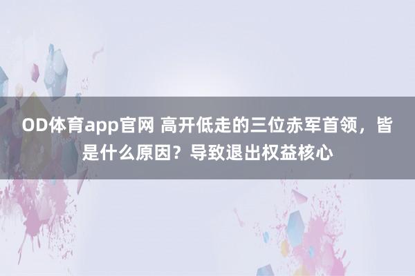 OD体育app官网 高开低走的三位赤军首领，皆是什么原因？导致退出权益核心