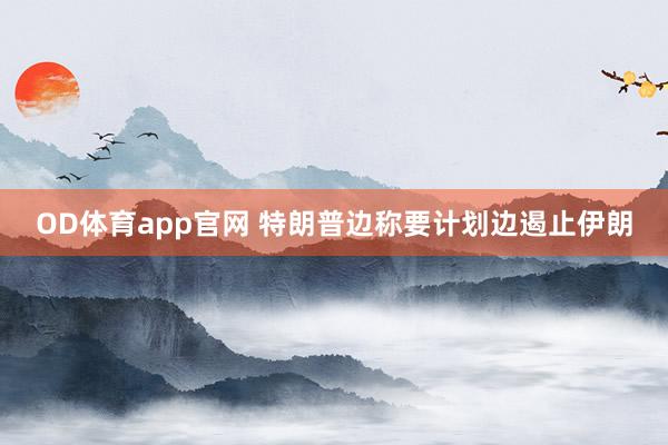 OD体育app官网 特朗普边称要计划边遏止伊朗