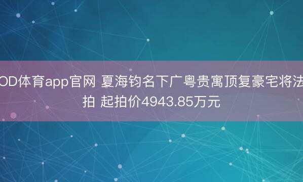 OD体育app官网 夏海钧名下广粤贵寓顶复豪宅将法拍 起拍价4943.85万元