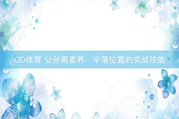 OD体育 公孙离素养：伞落位置的实战技能