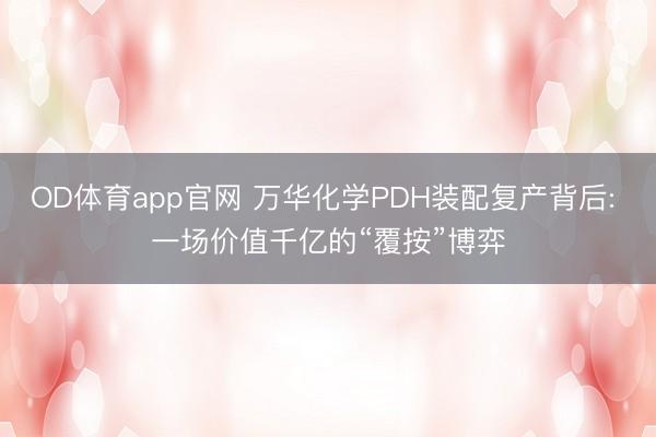 OD体育app官网 万华化学PDH装配复产背后: 一场价值千亿的“覆按”博弈